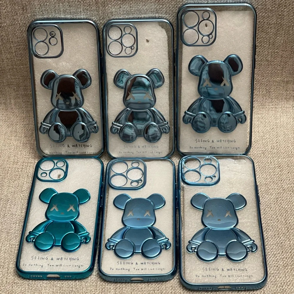 Electroplate Blue Violent Bear in Transparent Background iPhone Case